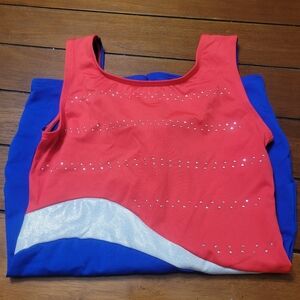 Girls large red silver and blue leotard